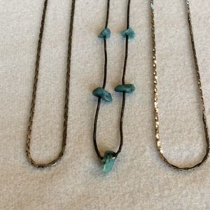 FINAL SALE PRICE 2 Silver Chains + Black Turquoise Chunk Choker